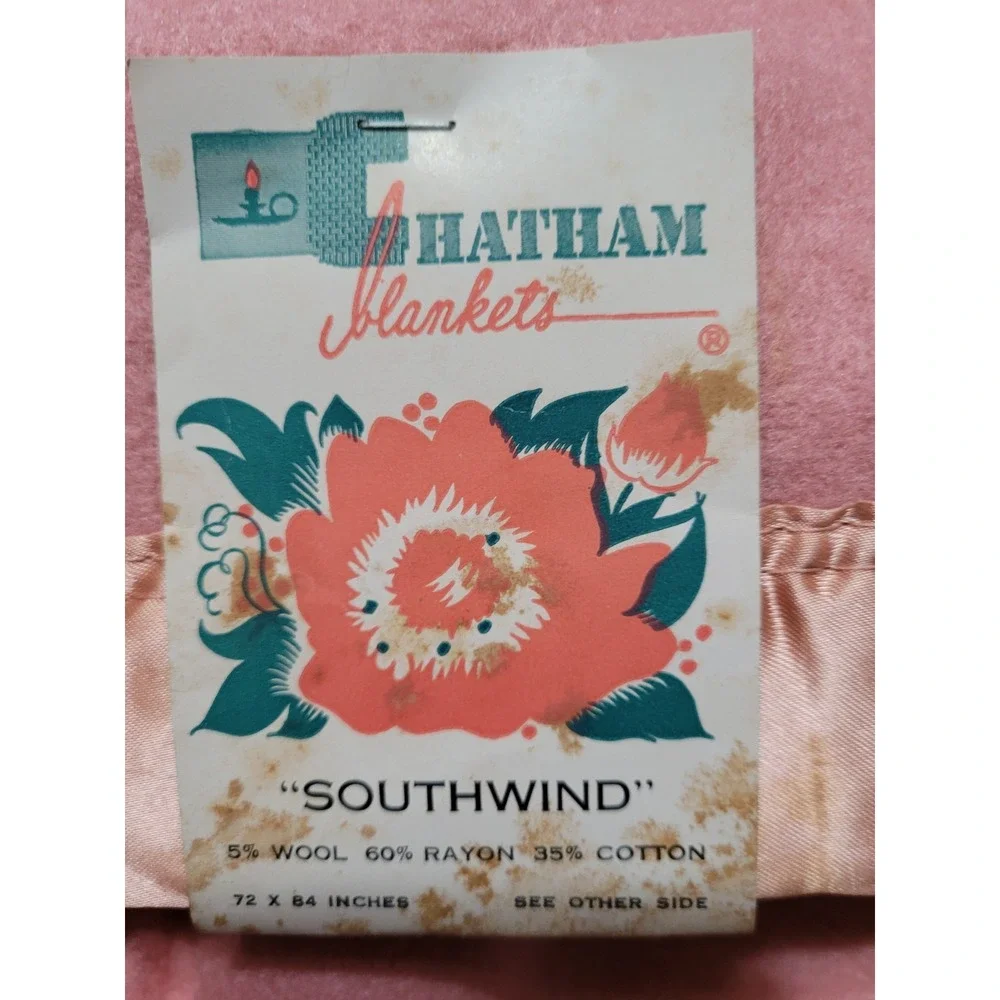 Vintage Chatham Blanket With Satin Edge Rose Pink Full Twin 72x84